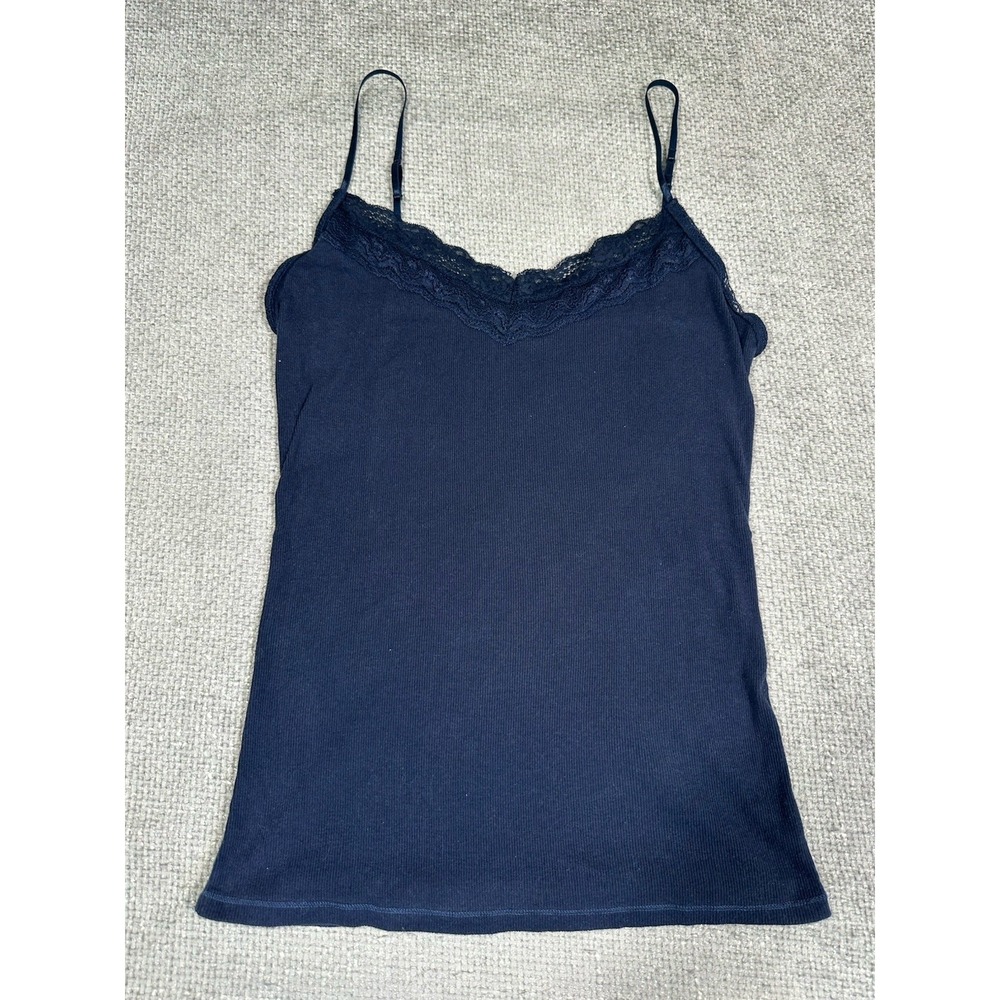 Aeropostale Cami Womens XL Blue Ribbed Lace Trim Tank Top Festival Y2K Preppy - Picture 1 of 10